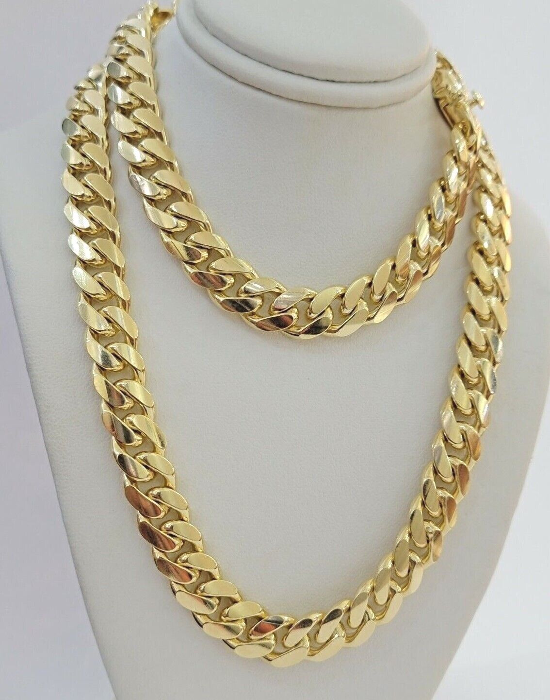 11mm Miami Cuban Link Chain Necklace 10k Yellow Gold 24" 26 Inch Mens SOLID 10kt - GoldenlinQ